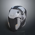 Advanced Futuristic Tactical Combat Helmet With Integrated Weapon System And Metallic Finish