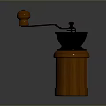 Manual Coffee Grinder With Wooden Base Black Grinding Bowl And Top Wooden Handle