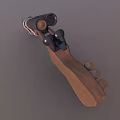 Detailed Vintage Weapon With Wooden Handle Ammunition Belt And Metal Barrel