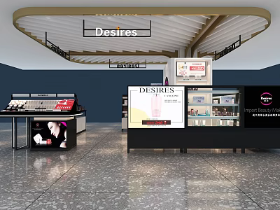 Modern Retail Display Shelves With Desires Brand Products And Glass Showcases In Store 3d model