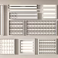 Various Grille Lights with Multiple Panel Designs and Rectangular Structure Styles 3d model