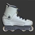 White Roller Skates With Blue Laces Buckle Strap And Multi Wheel Design 3d model