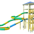 Colorful Water Slide Amusement Equipment With Tower Stairs And Observation Deck