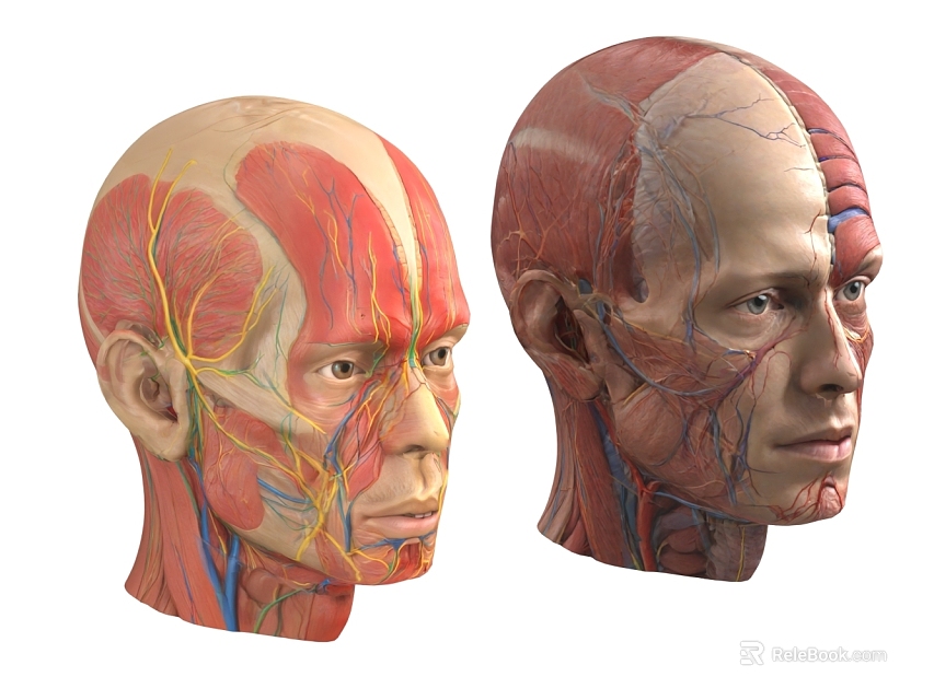 Human Head Anatomy Model With Detailed Muscle And Blood Vessel Structure 3d model 