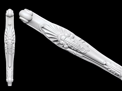 White Carved Decorative Columns With Intricate Floral Patterns And Ornate Details 3d model