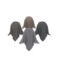 Gray Beige Colored Fabric Headscarf Components With Soft Draping Textures 3d model