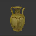 Traditional Sculpture Carving Ceramic Jug With Carved Patterns Two Handles And Spout
