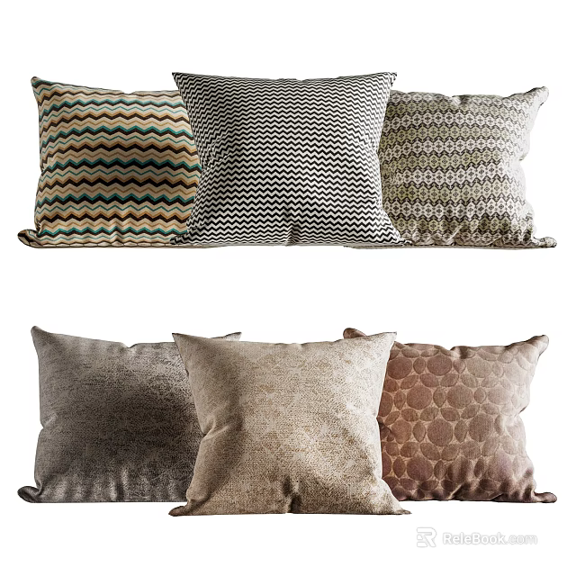 Decorative Throw Pillows With Various Patterns And Textured Earth Tones For Home Decor 3d model