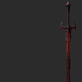 Red And Black Sword With Intricate Patterns Decorative Hilt Top And Ornate Fantasy Design