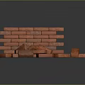 Red Bricks Stacked In Structure And Scattered On Dark Reflective Floor 3d model