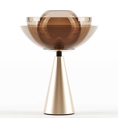 Modern Elegant Table Lamp With Gold Cone Base And Brown Glass Shade 3d model