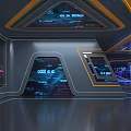 Futuristic Control Room Interior With Digital Screens And Tech Data Displays