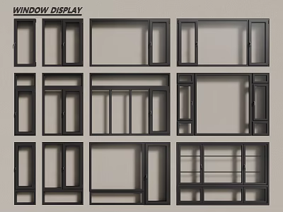 Casement Windows Display With Multiple Design Options And Different Frame Styles 3d model