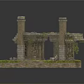Ancient Ruins Model With Stone Pillars Broken Structure And Green Moss 3d model