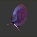 Vibrant Tropical Fish with Pink Purple Blue Striped Body and Shiny Fins on Dark Background