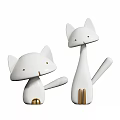 Minimalist White Cat Shaped Decorative Figurine Set with Golden Accents for Home Decoration