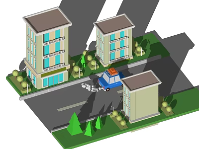 Modern Cartoon Scene E-commerce Cartoon 3d model