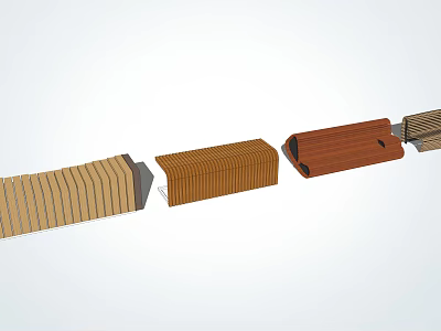 Modern Outdoor Chair Landscape Shaped Wooden Sitting Stool 3d model