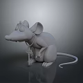 3D Cartoon Mouse Character With Collar And Cane In Gray Rendered Design