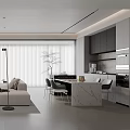 Modern Minimalist Open Plan Living And Dining Room With Elegant Neutral Tone Home Interior Design