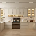 Modern Kitchen Interior With White Cabinets Marble Countertop And Island