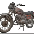 Vintage Red And Black Motorcycle With Classic Retro Styling And Distressed Details