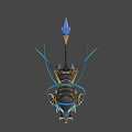 Elegant Mythical Creature With Blue Wings Golden Ornaments Black Body And Flowing Blue Ribbons