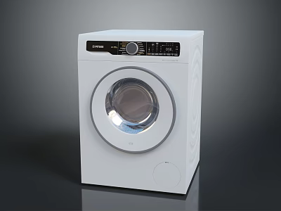 Haier White Front Loading Washing Machine With Digital Control Panel Home Appliance 3d model