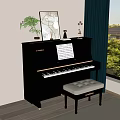Piano Room With Black Yamaha Piano Music Sheet White Stool Green Plant And Scenic Window