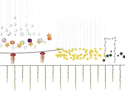 Colorful Hanging Decorative Lights With Star Shaped Design And Bubbles For Festive Use 3d model