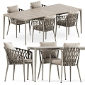 Simple outdoor dining table and chair combination 3d model