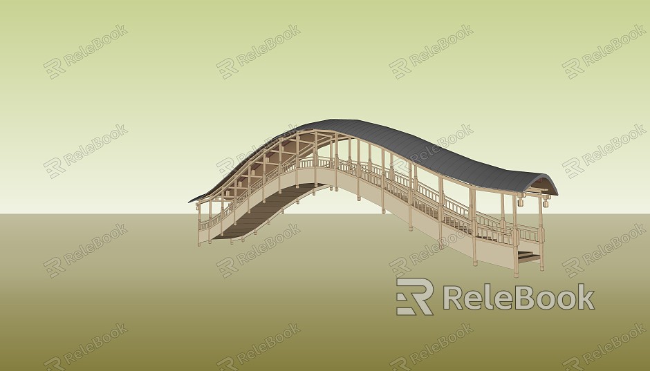 New Chinese Style Covered Bridge Antique Long Covered Bridge model