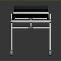 Emergency Medical Stretcher With Stainless Steel Frame Blue Pad And Wheels