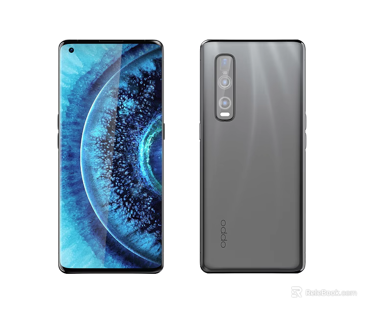 OPPO Smartphone With Blue Circular Display Design And Gray Back Camera Module 3d model 