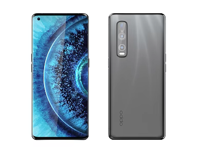 OPPO Smartphone With Blue Circular Display Design And Gray Back Camera Module 3d model