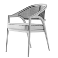 Modern Single Chair With Wooden Frame Armrests Mesh Backrest And Fabric Seat Cushion