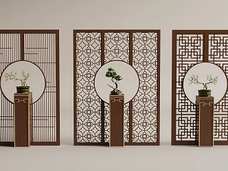 Middle ancient screen partition 3d model