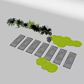Beautiful Plant Combination With Stone Path Green Bushes And Potted Plant