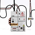 Electrical Switch Panel With Connected Wires Warning Signs And Control Switches