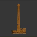 Architectural Wooden Column And Decorative Base Featuring Carved Texture Details