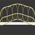 Yellow Metal Bed Frame With Curved Circular Design And White Mattress