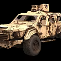 Armored Utility Vehicle With Rugged Design Camouflage Paint Large Wheels And Roof Equipment