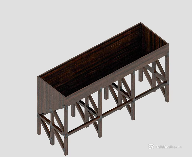Dark Wooden Swing Door With Crossed Leg Frame Design And Classic Style 3d model 