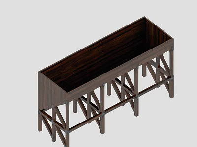 Dark Wooden Swing Door With Crossed Leg Frame Design And Classic Style 3d model