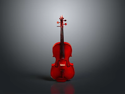 Glossy Red Violin As Household Item On Gray Background With Reflection 3d model