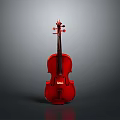 Glossy Red Violin As Household Item On Gray Background With Reflection