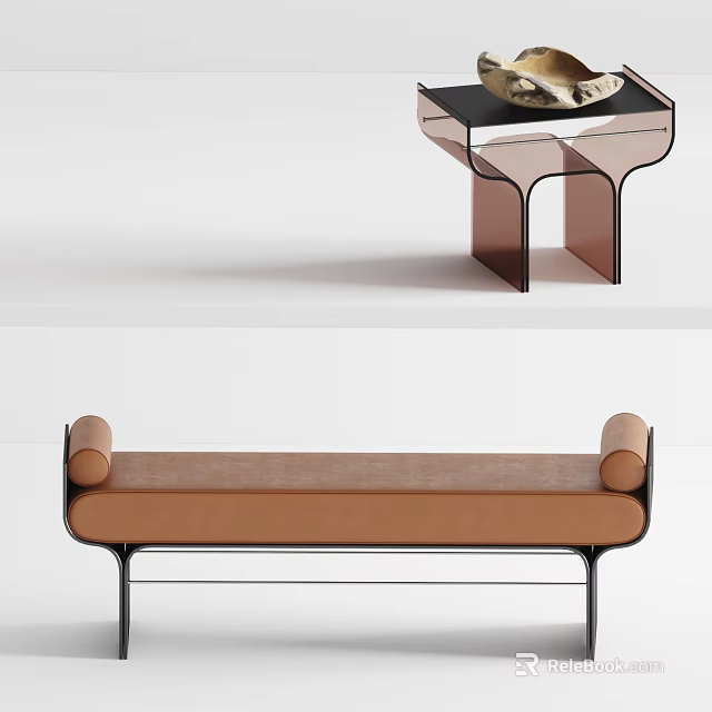 Modern Minimalist Side Table With Glass Top And Metal Frame Design 3d model 