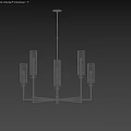 Modern Chandelier with White Cylindrical Shades and Golden Rods for Contemporary Interior Decor