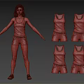 Female Model Showcasing Sporty Tank Tops And Shorts In Different Colors