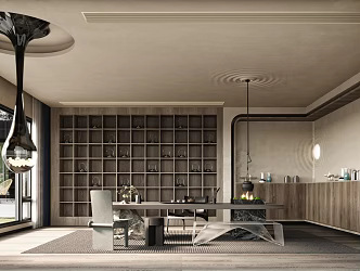 Modern Tea Room Tea Table and Chair Corner Water Ripple Decorative Cabinet Water Drop Decorative Tea Cabinet Tea Set Flower Table 3d model